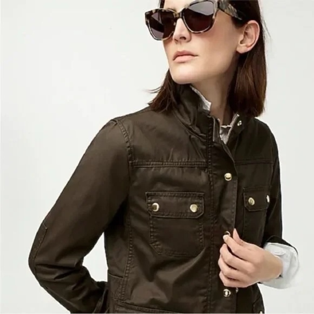 Jcrew S Downtown Field Jacket Olive/ Brown View 2